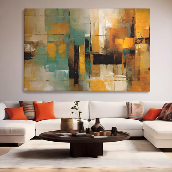Tablou Canvas Premium LuxCanva® A1618, Ilustrare Abstracta , Room, Portocaliu, Linii, Pensulat, Decorativ, Dormitor, Culori Vibrante