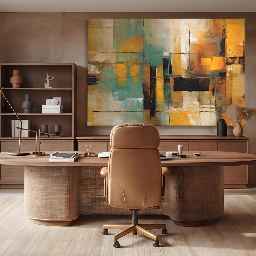 Tablou Canvas Premium LuxCanva® A1618, Ilustrare Abstracta , Room, Portocaliu, Linii, Pensulat, Decorativ, Dormitor, Culori Vibrante