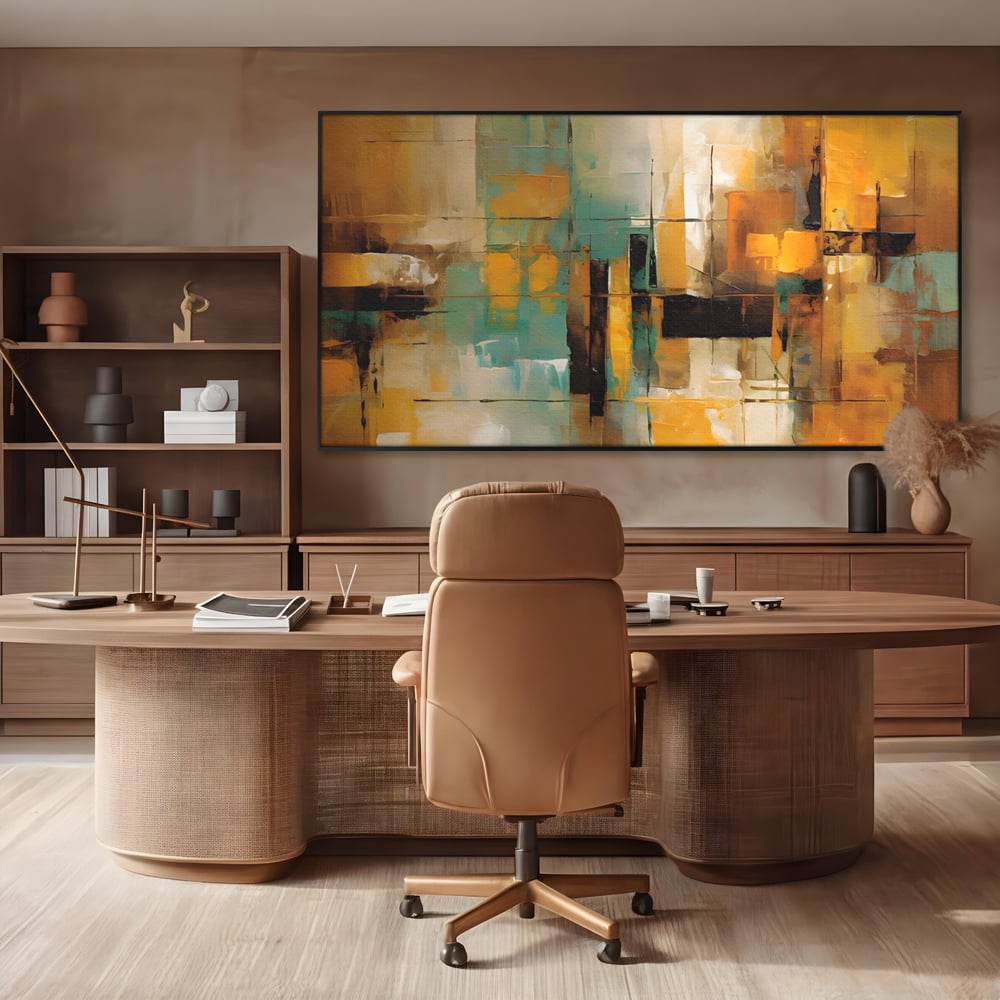 Tablou Canvas Premium LuxCanva® A1618, Ilustrare Abstracta , Room, Portocaliu, Linii, Pensulat, Decorativ, Dormitor, Culori Vibrante