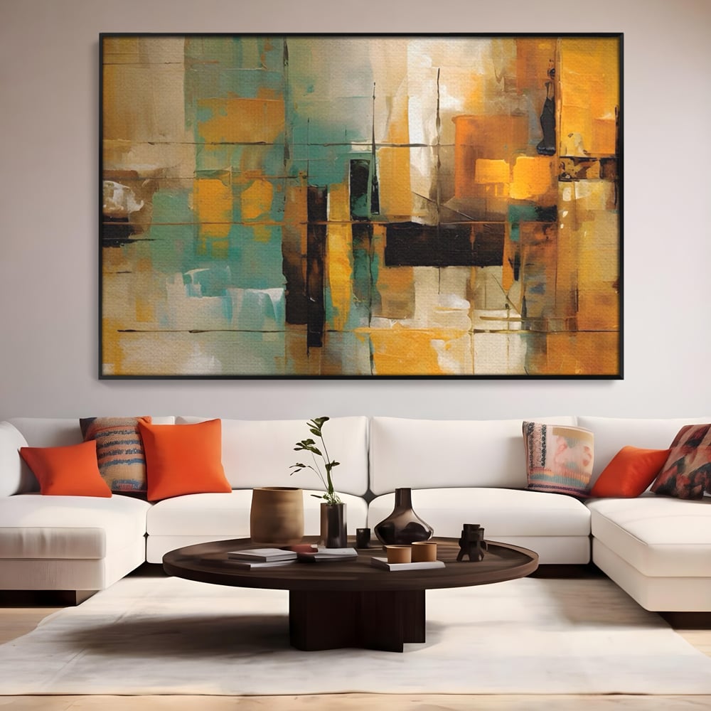 Tablou Canvas Premium LuxCanva® A1618, Ilustrare Abstracta , Room, Portocaliu, Linii, Pensulat, Decorativ, Dormitor, Culori Vibrante