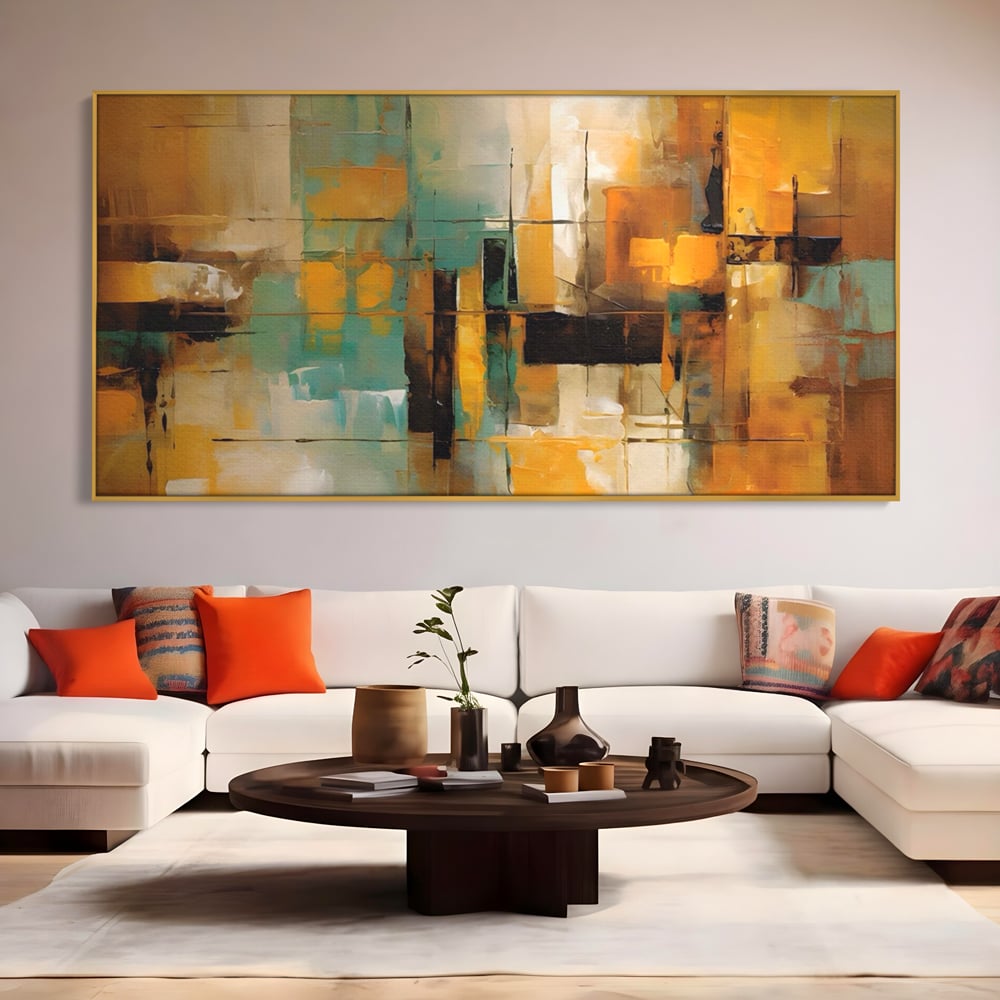 Tablou Canvas Premium LuxCanva® A1618, Ilustrare Abstracta , Room, Portocaliu, Linii, Pensulat, Decorativ, Dormitor, Culori Vibrante