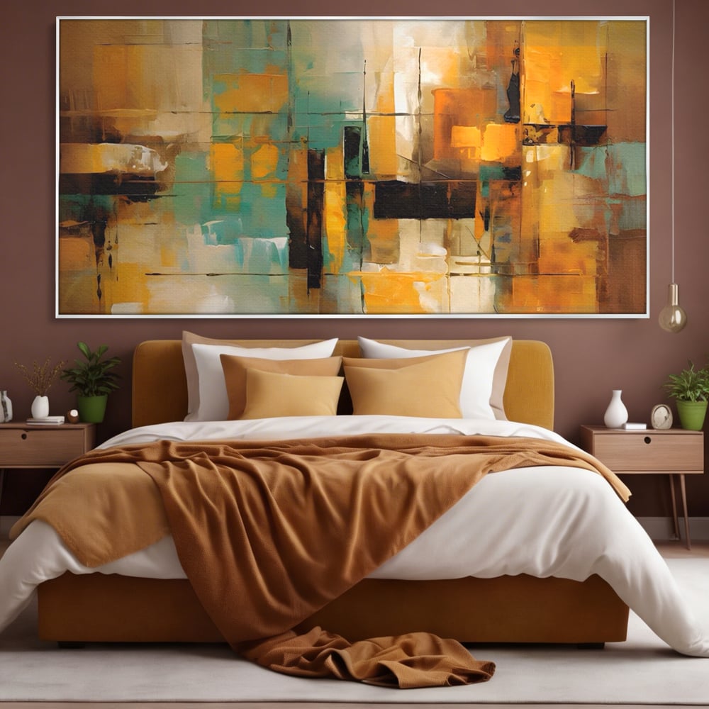 Tablou Canvas Premium LuxCanva® A1618, Ilustrare Abstracta , Room, Portocaliu, Linii, Pensulat, Decorativ, Dormitor, Culori Vibrante