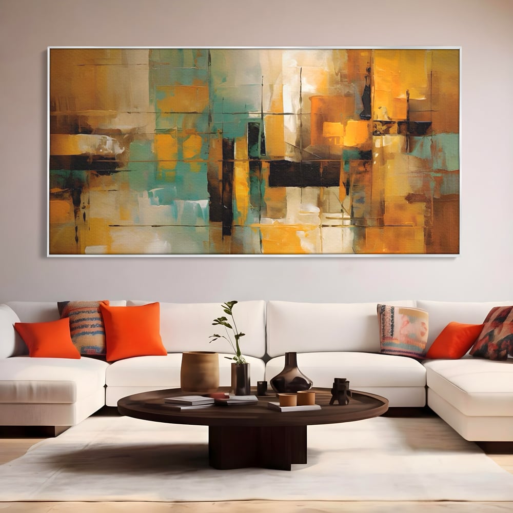 Tablou Canvas Premium LuxCanva® A1618, Ilustrare Abstracta , Room, Portocaliu, Linii, Pensulat, Decorativ, Dormitor, Culori Vibrante