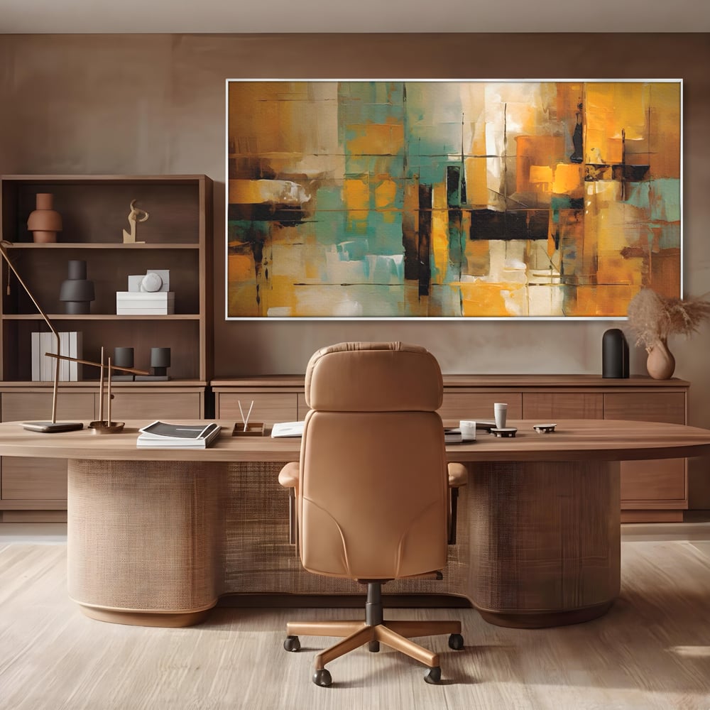 Tablou Canvas Premium LuxCanva® A1618, Ilustrare Abstracta , Room, Portocaliu, Linii, Pensulat, Decorativ, Dormitor, Culori Vibrante