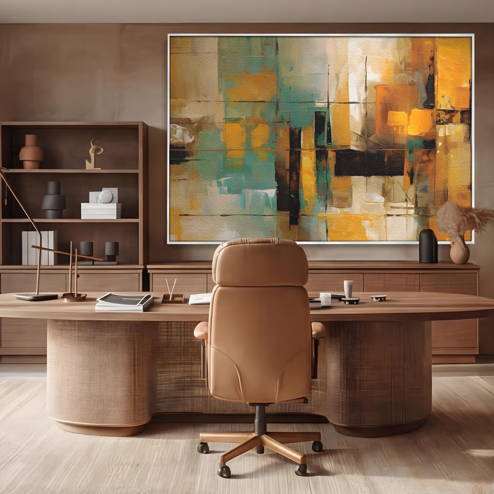 Tablou Canvas Premium LuxCanva® A1618, Ilustrare Abstracta , Room, Portocaliu, Linii, Pensulat, Decorativ, Dormitor, Culori Vibrante