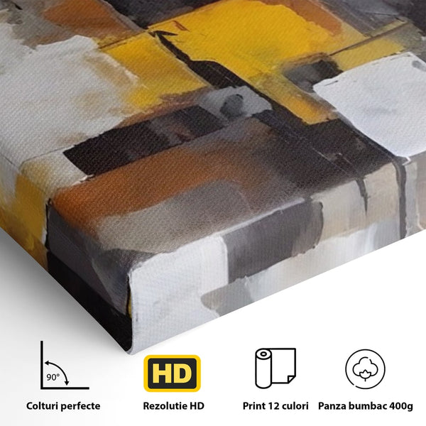 Tablou Canvas Premium LuxCanva® A1619, Orange, Yellow Abstract , Living, Patrate, Colorat, Decorativ, Dormitor, Culori Vibrante