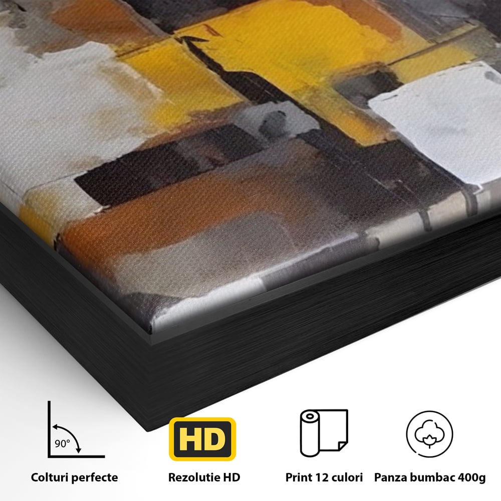 Tablou Canvas Premium LuxCanva® A1619, Orange, Yellow Abstract , Living, Patrate, Colorat, Decorativ, Dormitor, Culori Vibrante