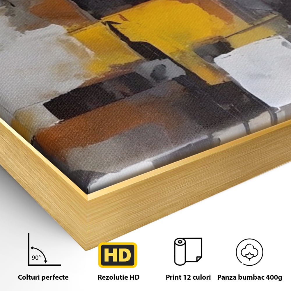 Tablou Canvas Premium LuxCanva® A1619, Orange, Yellow Abstract , Living, Patrate, Colorat, Decorativ, Dormitor, Culori Vibrante