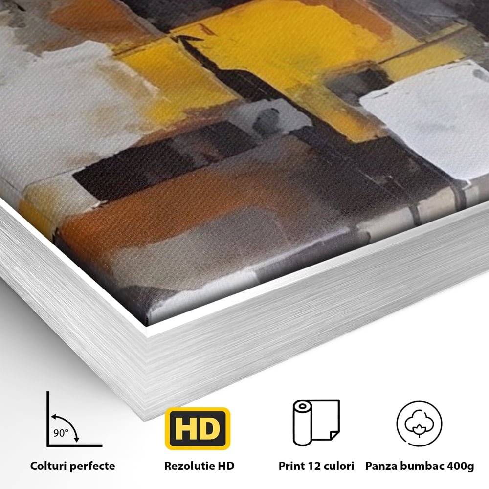 Tablou Canvas Premium LuxCanva® A1619, Orange, Yellow Abstract , Living, Patrate, Colorat, Decorativ, Dormitor, Culori Vibrante