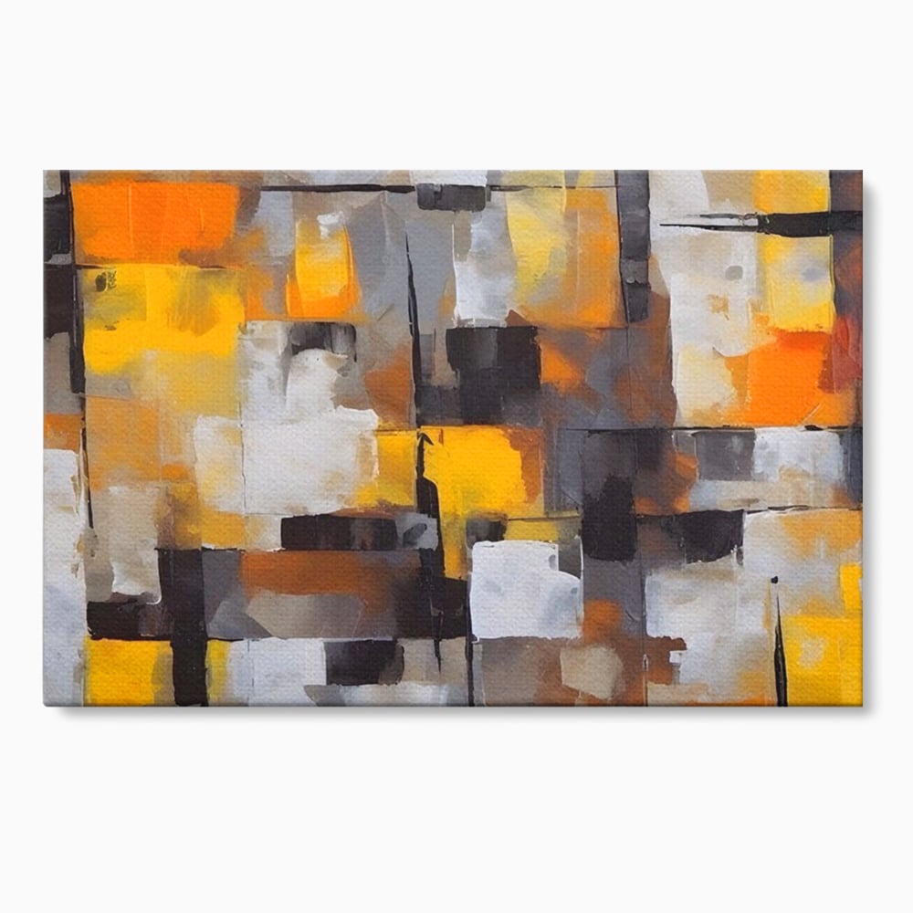 Tablou Canvas Premium LuxCanva® A1619, Orange, Yellow Abstract , Living, Patrate, Colorat, Decorativ, Dormitor, Culori Vibrante
