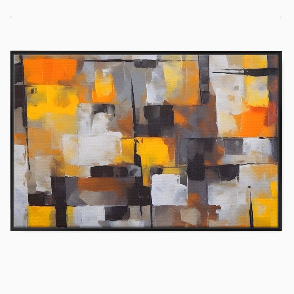Tablou Canvas Premium LuxCanva® A1619, Orange, Yellow Abstract , Living, Patrate, Colorat, Decorativ, Dormitor, Culori Vibrante