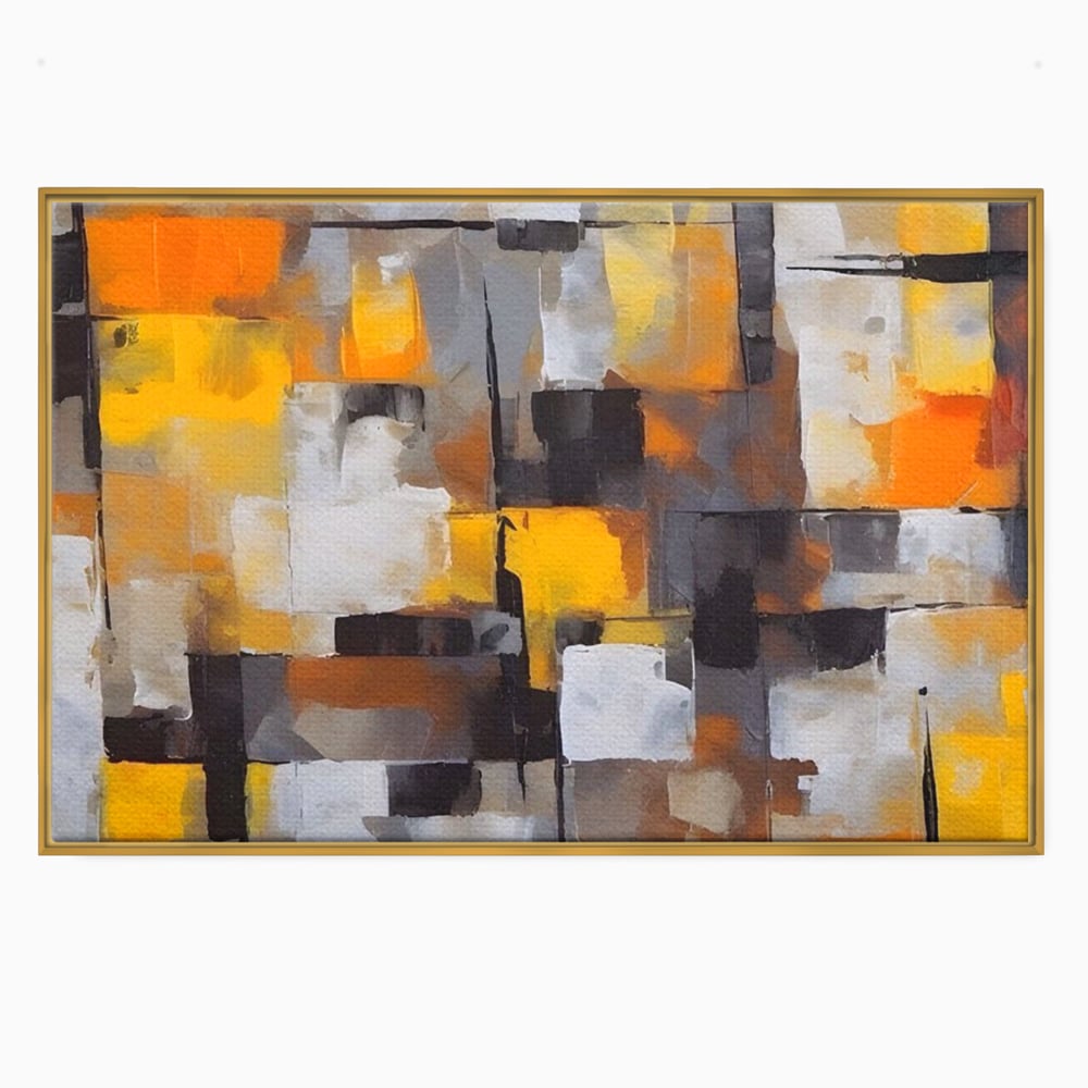Tablou Canvas Premium LuxCanva® A1619, Orange, Yellow Abstract , Living, Patrate, Colorat, Decorativ, Dormitor, Culori Vibrante