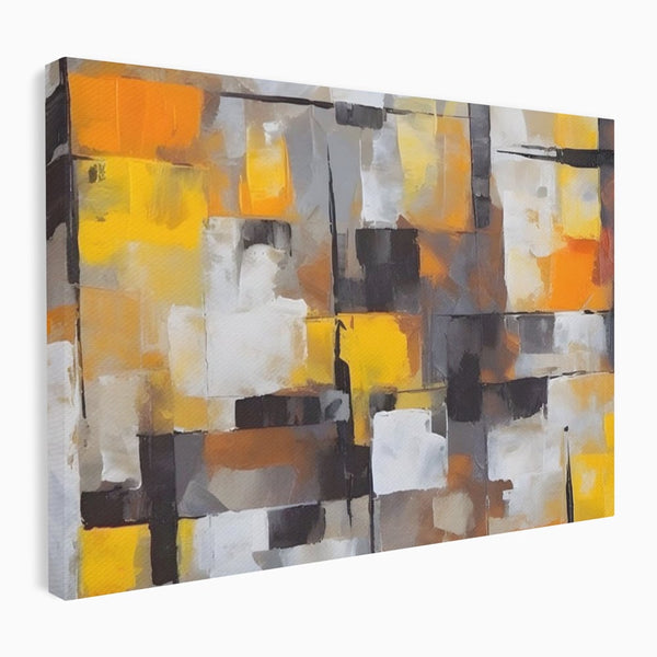 Tablou Canvas Premium LuxCanva® A1619, Orange, Yellow Abstract , Living, Patrate, Colorat, Decorativ, Dormitor, Culori Vibrante