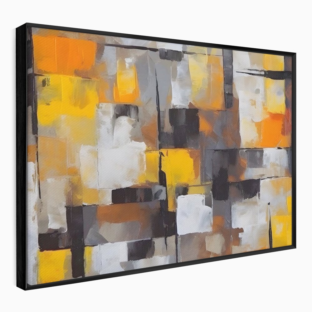 Tablou Canvas Premium LuxCanva® A1619, Orange, Yellow Abstract , Living, Patrate, Colorat, Decorativ, Dormitor, Culori Vibrante