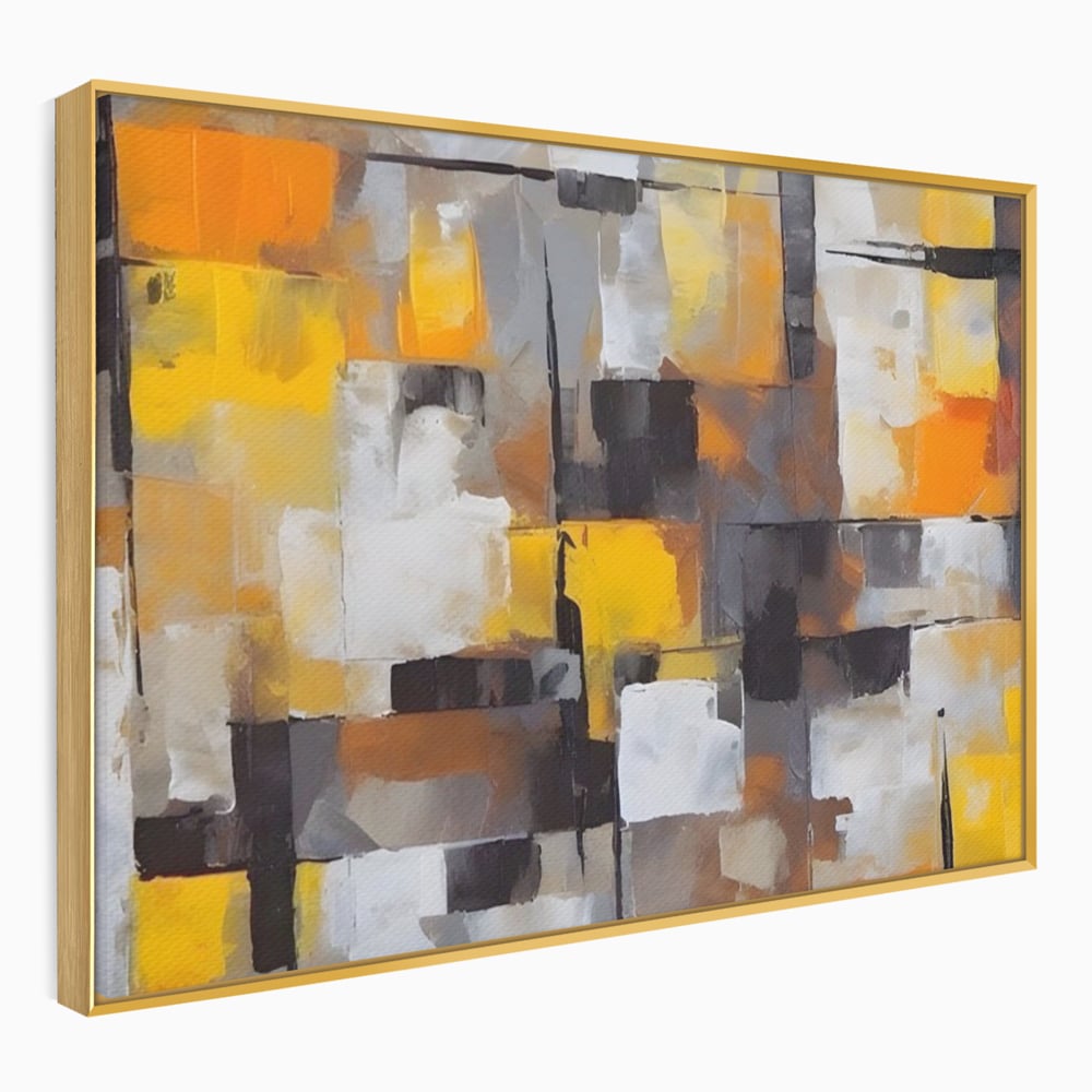 Tablou Canvas Premium LuxCanva® A1619, Orange, Yellow Abstract , Living, Patrate, Colorat, Decorativ, Dormitor, Culori Vibrante