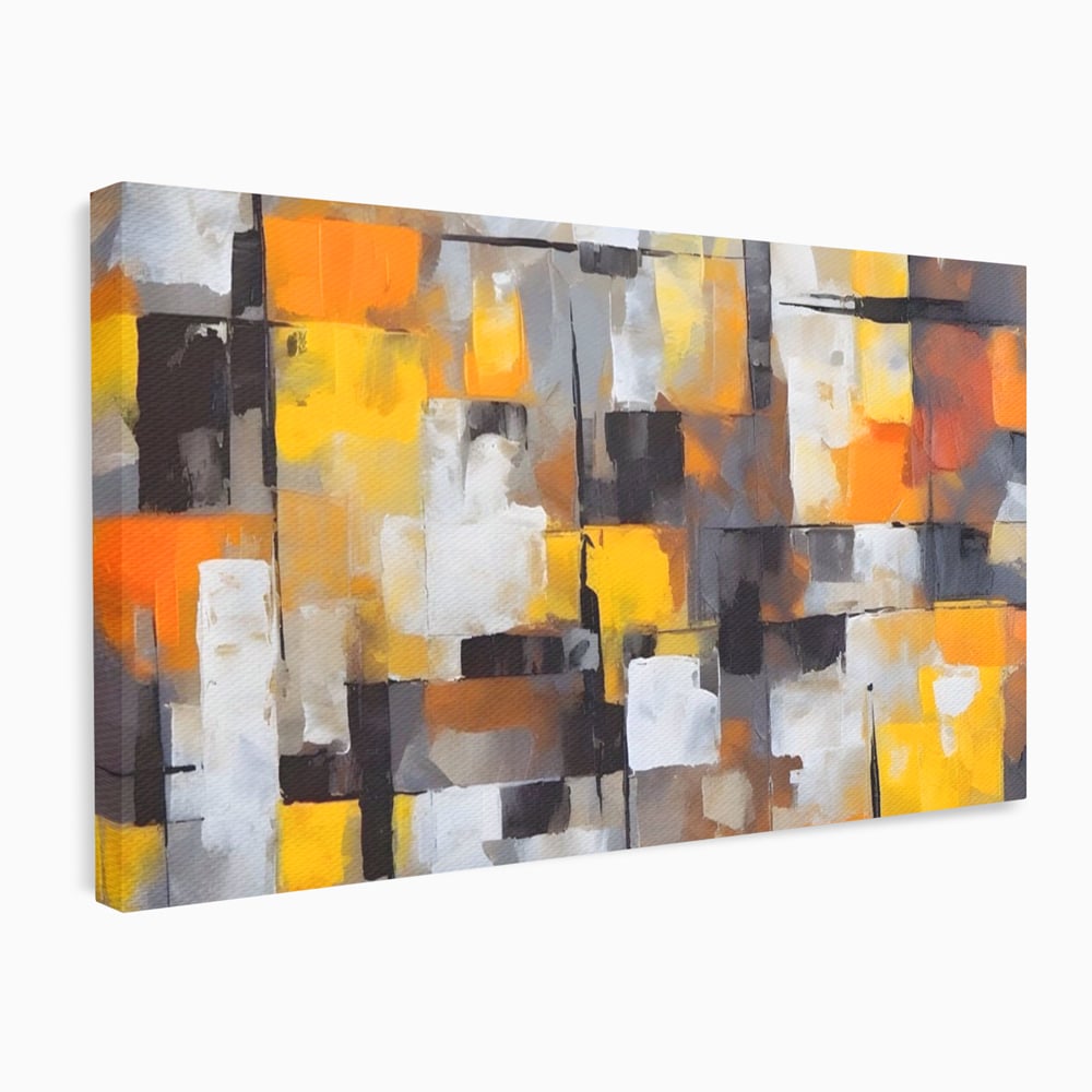 Tablou Canvas Premium LuxCanva® A1619, Orange, Yellow Abstract , Living, Patrate, Colorat, Decorativ, Dormitor, Culori Vibrante