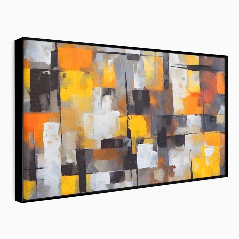 Tablou Canvas Premium LuxCanva® A1619, Orange, Yellow Abstract , Living, Patrate, Colorat, Decorativ, Dormitor, Culori Vibrante