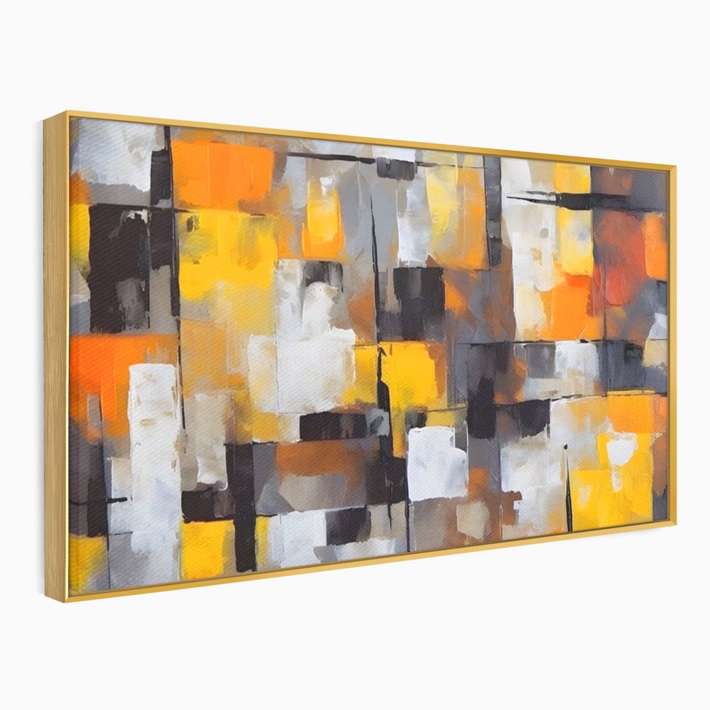 Tablou Canvas Premium LuxCanva® A1619, Orange, Yellow Abstract , Living, Patrate, Colorat, Decorativ, Dormitor, Culori Vibrante