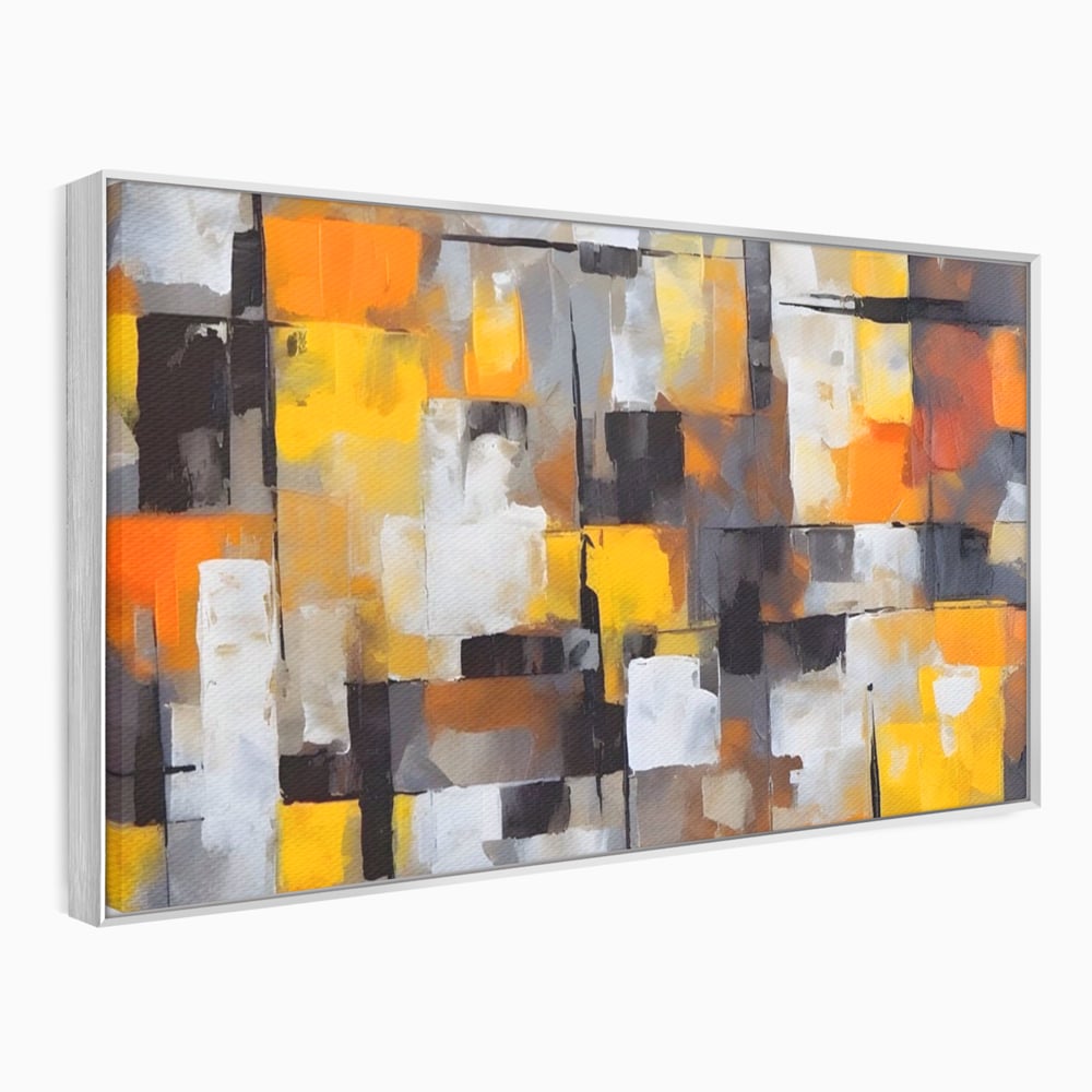 Tablou Canvas Premium LuxCanva® A1619, Orange, Yellow Abstract , Living, Patrate, Colorat, Decorativ, Dormitor, Culori Vibrante