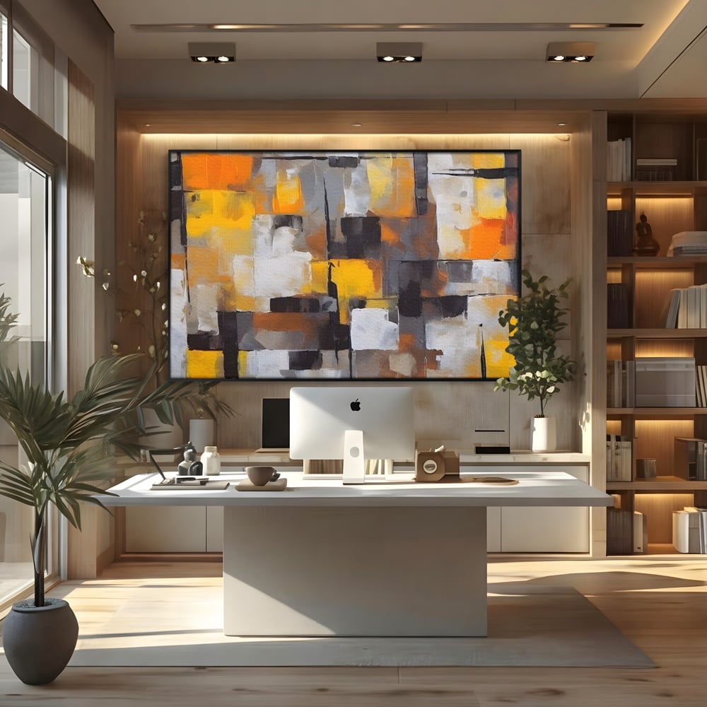 Tablou Canvas Premium LuxCanva® A1619, Orange, Yellow Abstract , Living, Patrate, Colorat, Decorativ, Dormitor, Culori Vibrante