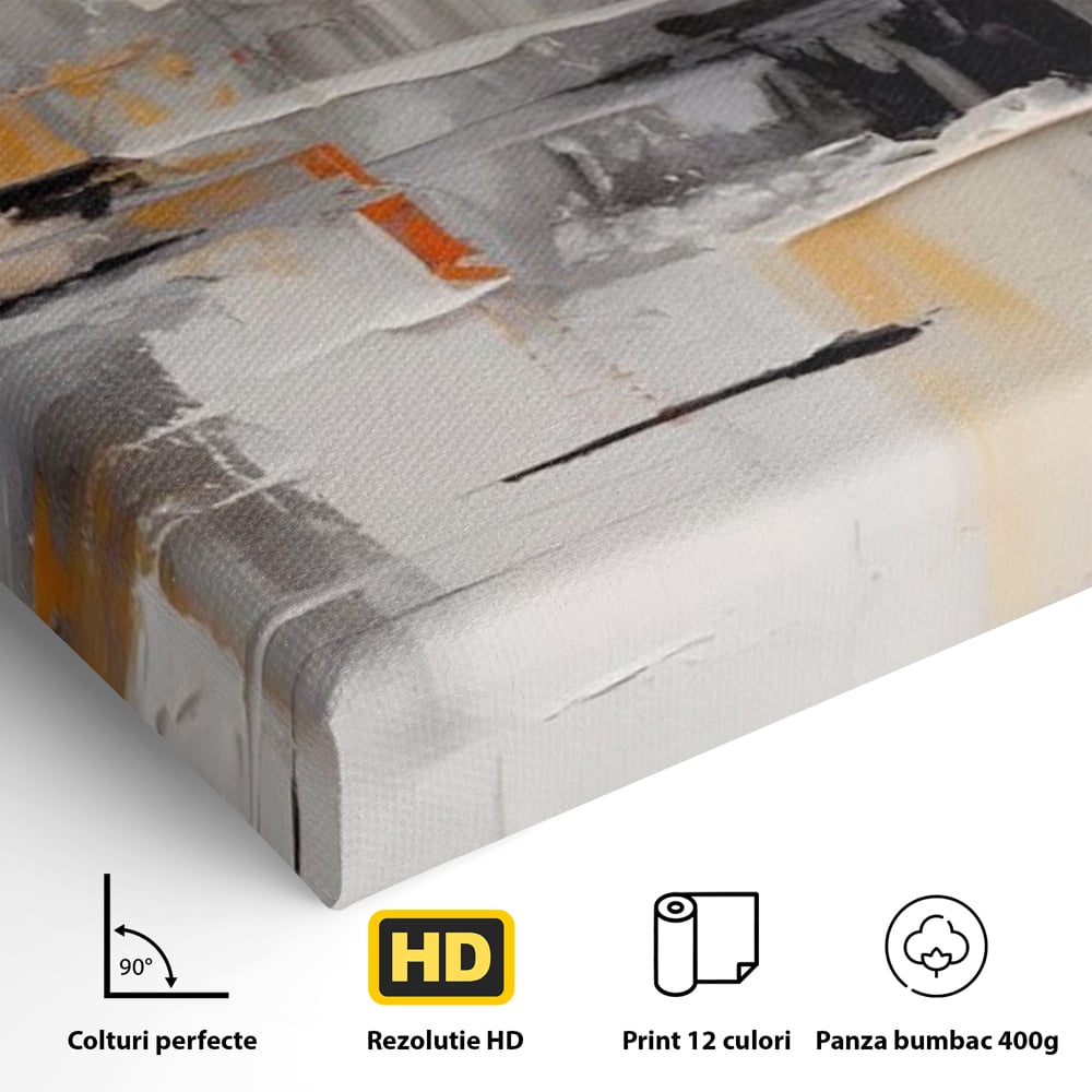 Tablou Canvas Premium LuxCanva® A1620, Color Gray And Orange , Living, Cromatic, Compozitie, Decorativ, Dormitor, Culori Vibrante