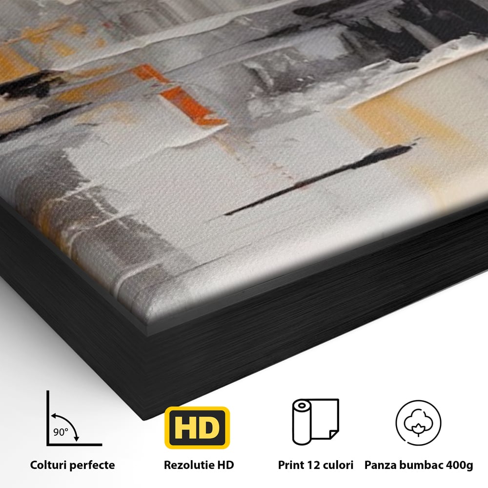 Tablou Canvas Premium LuxCanva® A1620, Color Gray And Orange , Living, Cromatic, Compozitie, Decorativ, Dormitor, Culori Vibrante