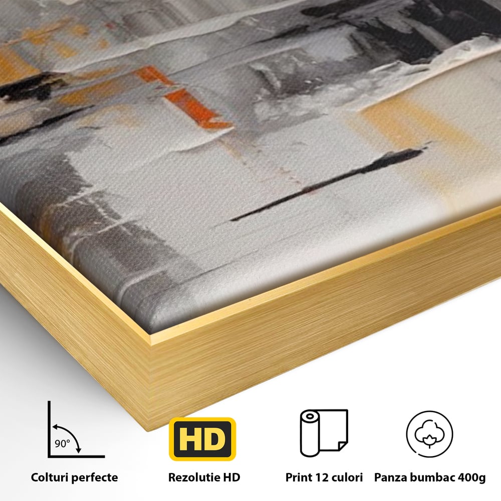 Tablou Canvas Premium LuxCanva® A1620, Color Gray And Orange , Living, Cromatic, Compozitie, Decorativ, Dormitor, Culori Vibrante