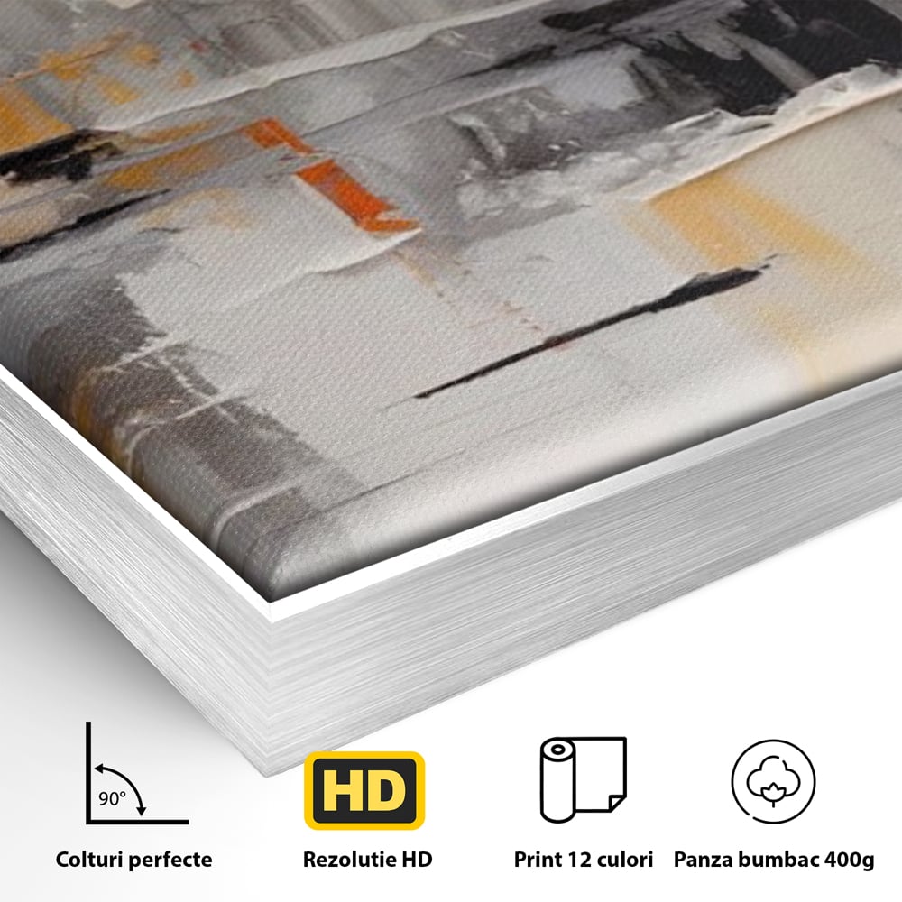 Tablou Canvas Premium LuxCanva® A1620, Color Gray And Orange , Living, Cromatic, Compozitie, Decorativ, Dormitor, Culori Vibrante