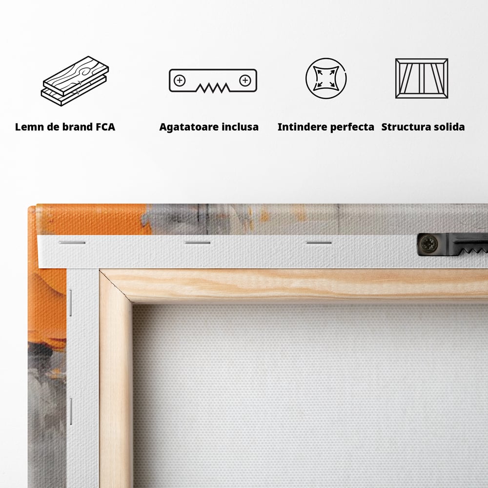Tablou Canvas Premium LuxCanva® A1620, Color Gray And Orange , Living, Cromatic, Compozitie, Decorativ, Dormitor, Culori Vibrante
