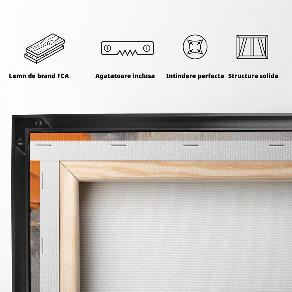 Tablou Canvas Premium LuxCanva® A1620, Color Gray And Orange , Living, Cromatic, Compozitie, Decorativ, Dormitor, Culori Vibrante