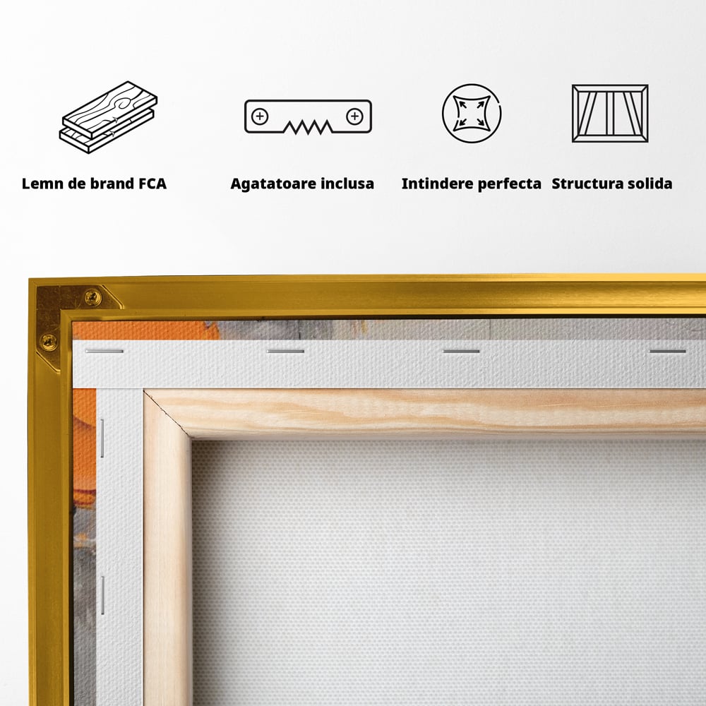 Tablou Canvas Premium LuxCanva® A1620, Color Gray And Orange , Living, Cromatic, Compozitie, Decorativ, Dormitor, Culori Vibrante