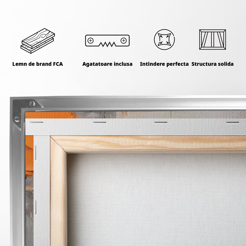 Tablou Canvas Premium LuxCanva® A1620, Color Gray And Orange , Living, Cromatic, Compozitie, Decorativ, Dormitor, Culori Vibrante