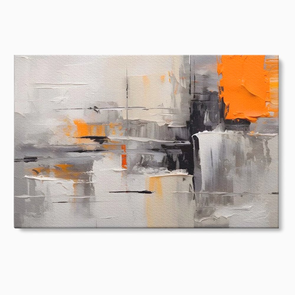 Tablou Canvas Premium LuxCanva® A1620, Color Gray And Orange , Living, Cromatic, Compozitie, Decorativ, Dormitor, Culori Vibrante