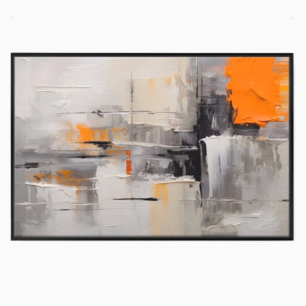 Tablou Canvas Premium LuxCanva® A1620, Color Gray And Orange , Living, Cromatic, Compozitie, Decorativ, Dormitor, Culori Vibrante