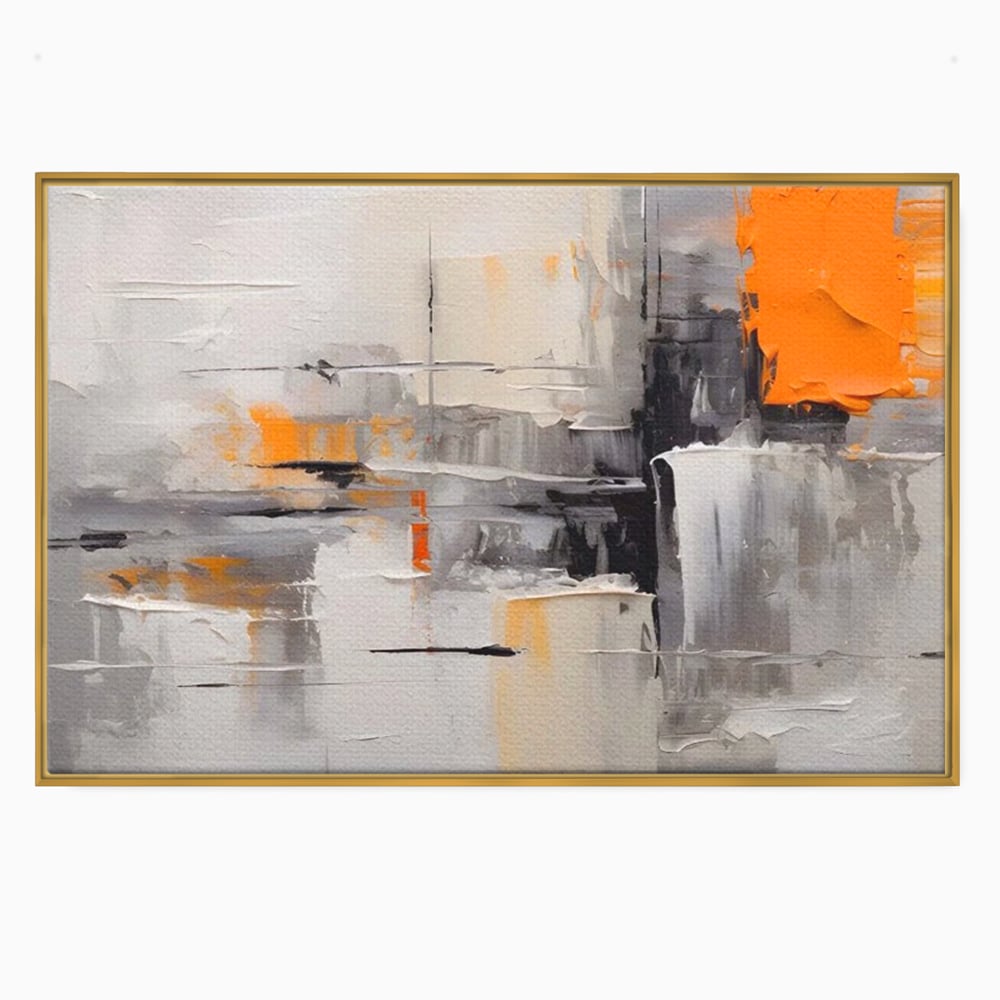 Tablou Canvas Premium LuxCanva® A1620, Color Gray And Orange , Living, Cromatic, Compozitie, Decorativ, Dormitor, Culori Vibrante