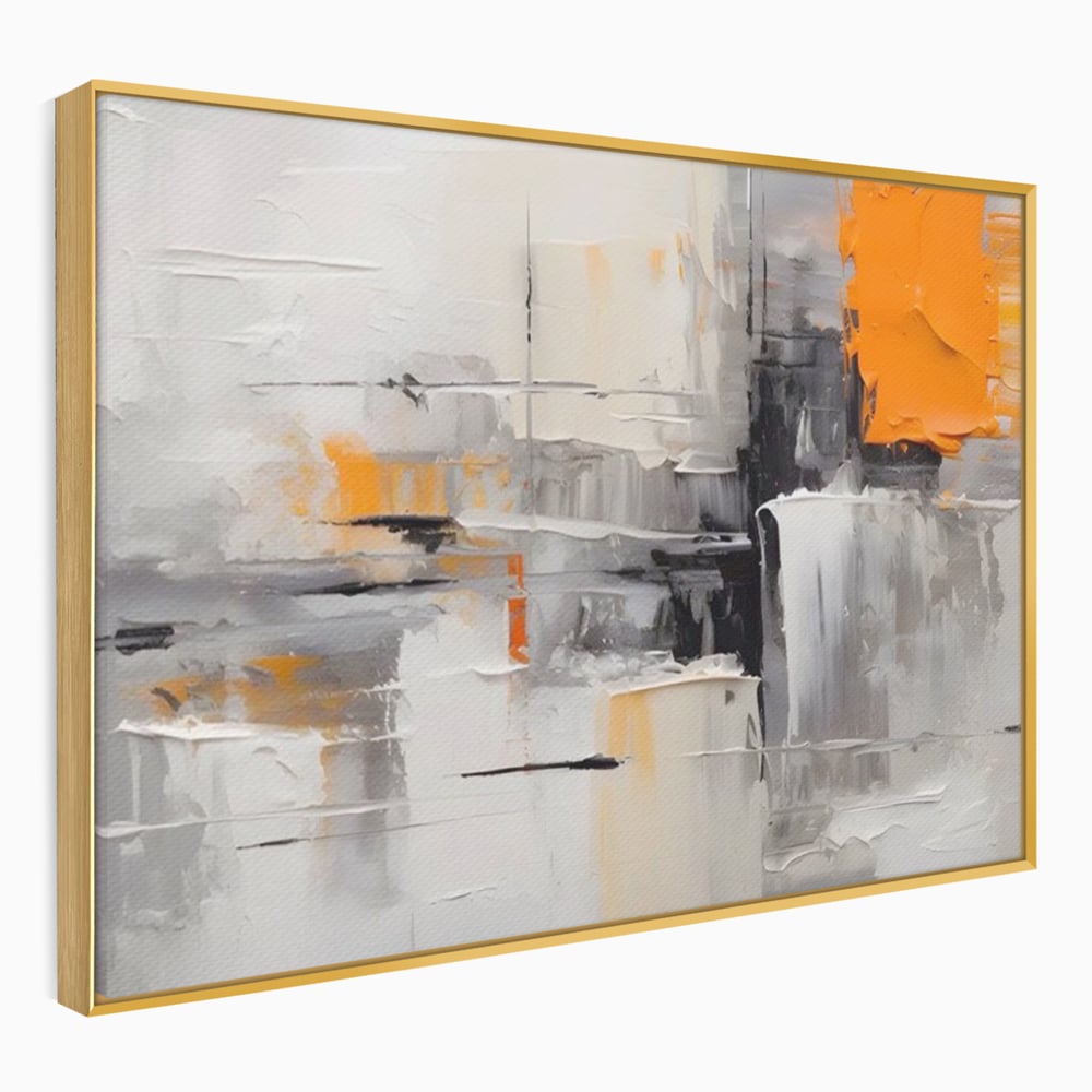 Tablou Canvas Premium LuxCanva® A1620, Color Gray And Orange , Living, Cromatic, Compozitie, Decorativ, Dormitor, Culori Vibrante