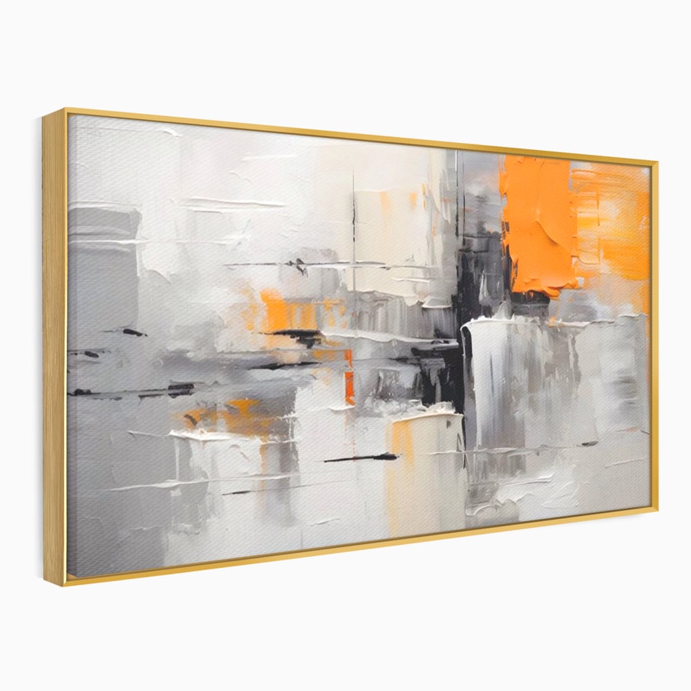 Tablou Canvas Premium LuxCanva® A1620, Color Gray And Orange , Living, Cromatic, Compozitie, Decorativ, Dormitor, Culori Vibrante
