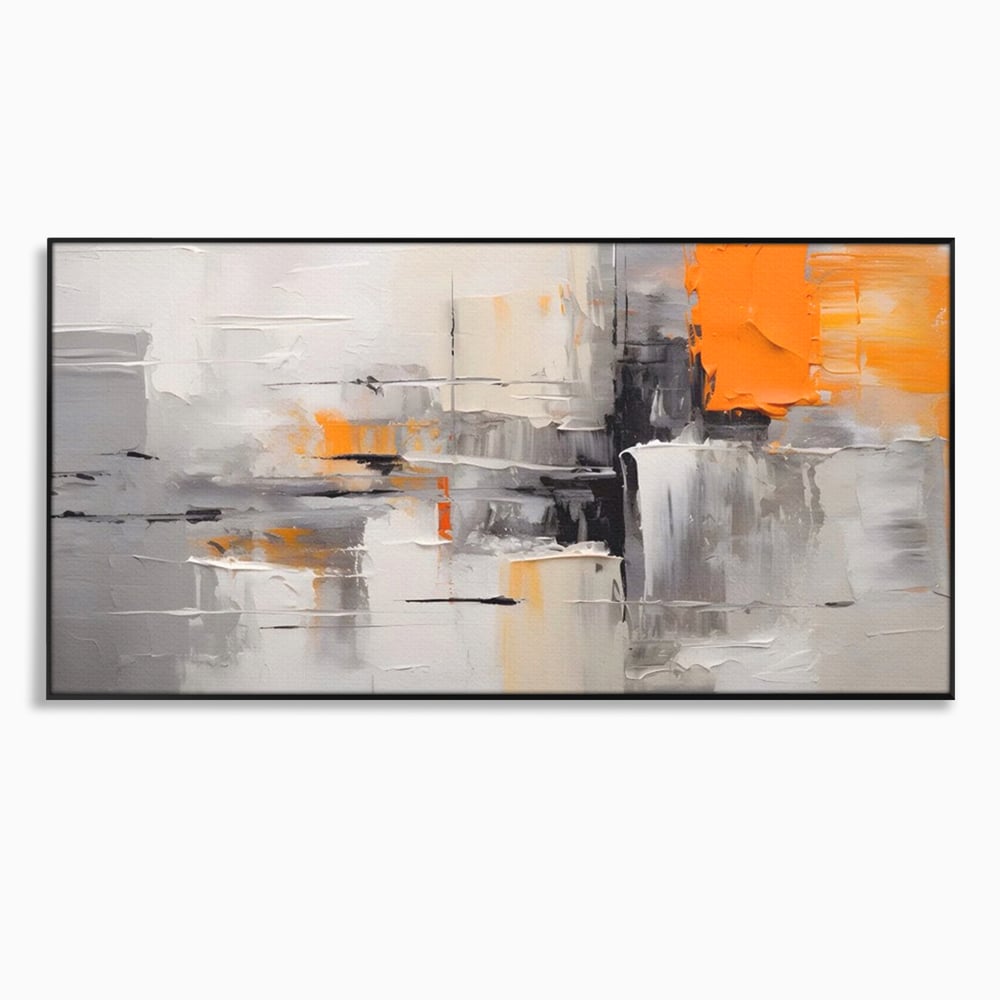 Tablou Canvas Premium LuxCanva® A1620, Color Gray And Orange , Living, Cromatic, Compozitie, Decorativ, Dormitor, Culori Vibrante