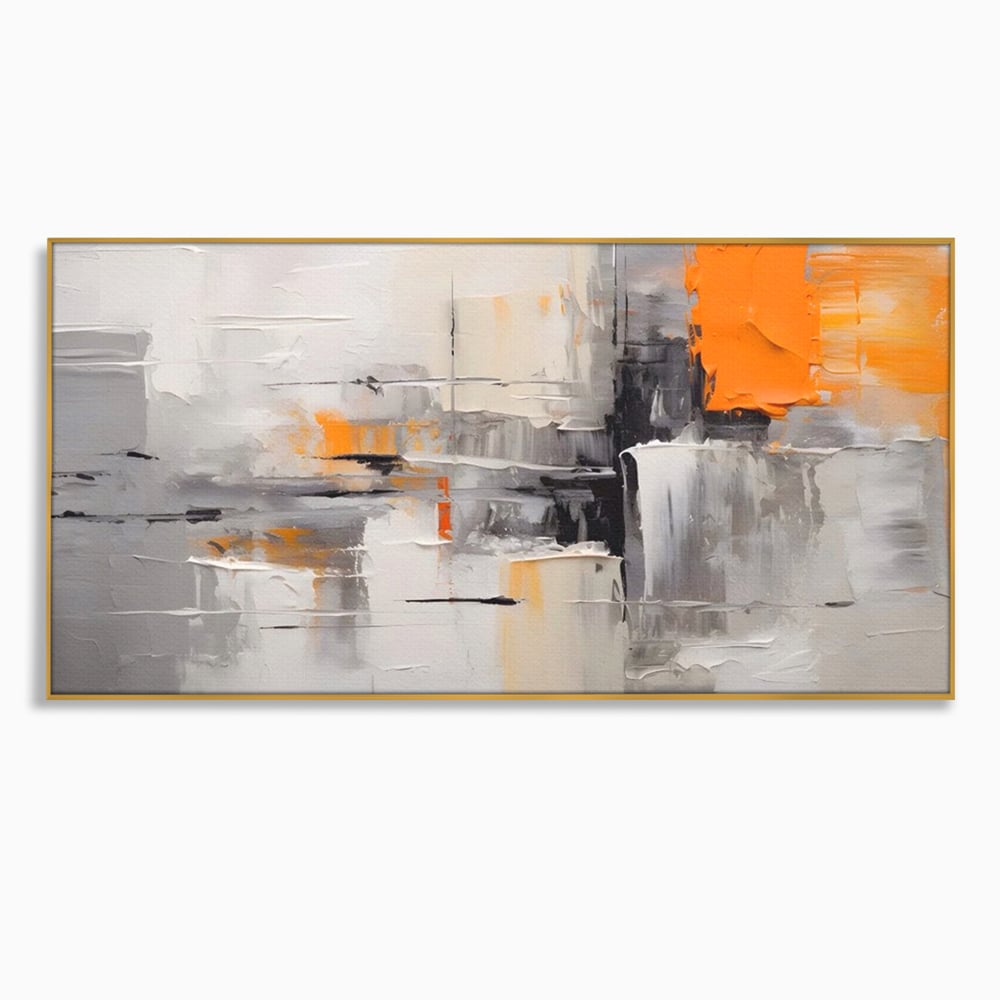 Tablou Canvas Premium LuxCanva® A1620, Color Gray And Orange , Living, Cromatic, Compozitie, Decorativ, Dormitor, Culori Vibrante