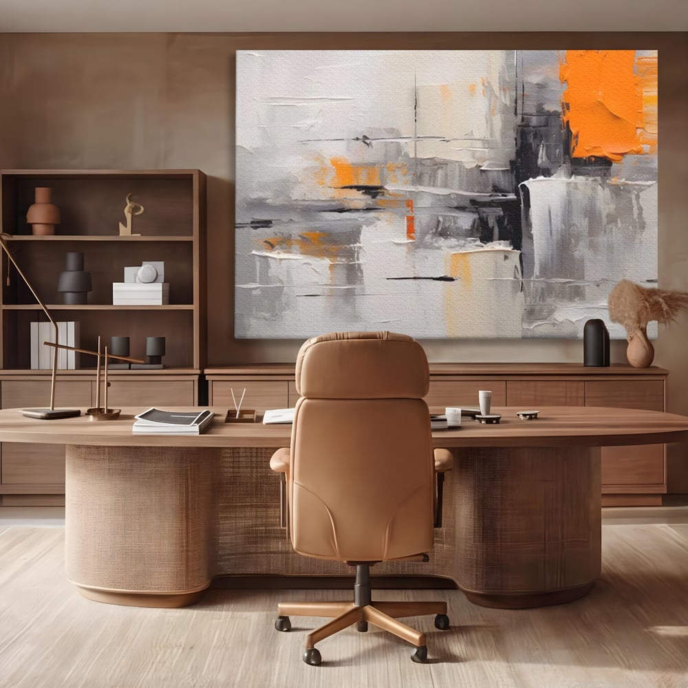 Tablou Canvas Premium LuxCanva® A1620, Color Gray And Orange , Living, Cromatic, Compozitie, Decorativ, Dormitor, Culori Vibrante
