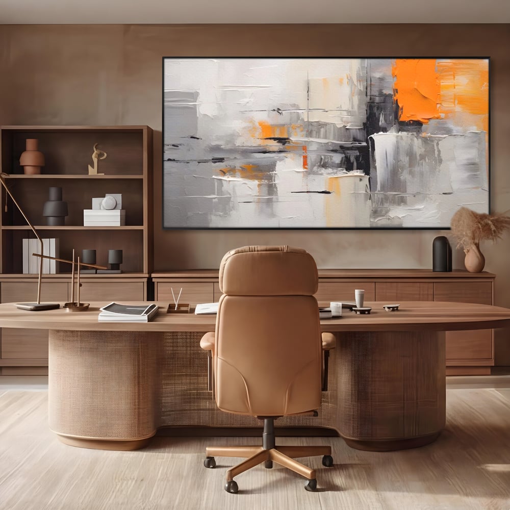 Tablou Canvas Premium LuxCanva® A1620, Color Gray And Orange , Living, Cromatic, Compozitie, Decorativ, Dormitor, Culori Vibrante
