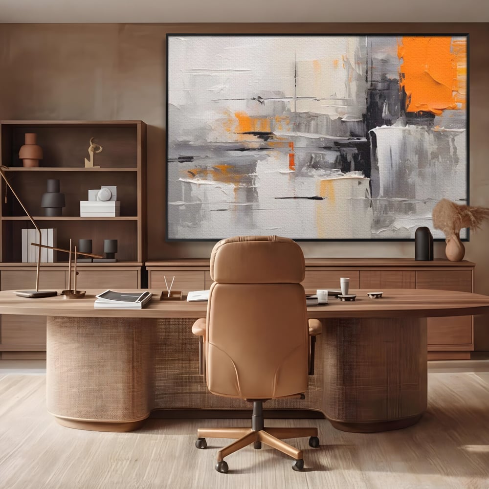 Tablou Canvas Premium LuxCanva® A1620, Color Gray And Orange , Living, Cromatic, Compozitie, Decorativ, Dormitor, Culori Vibrante