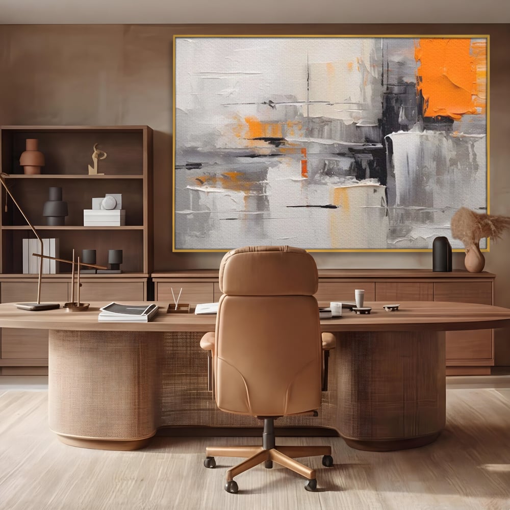 Tablou Canvas Premium LuxCanva® A1620, Color Gray And Orange , Living, Cromatic, Compozitie, Decorativ, Dormitor, Culori Vibrante