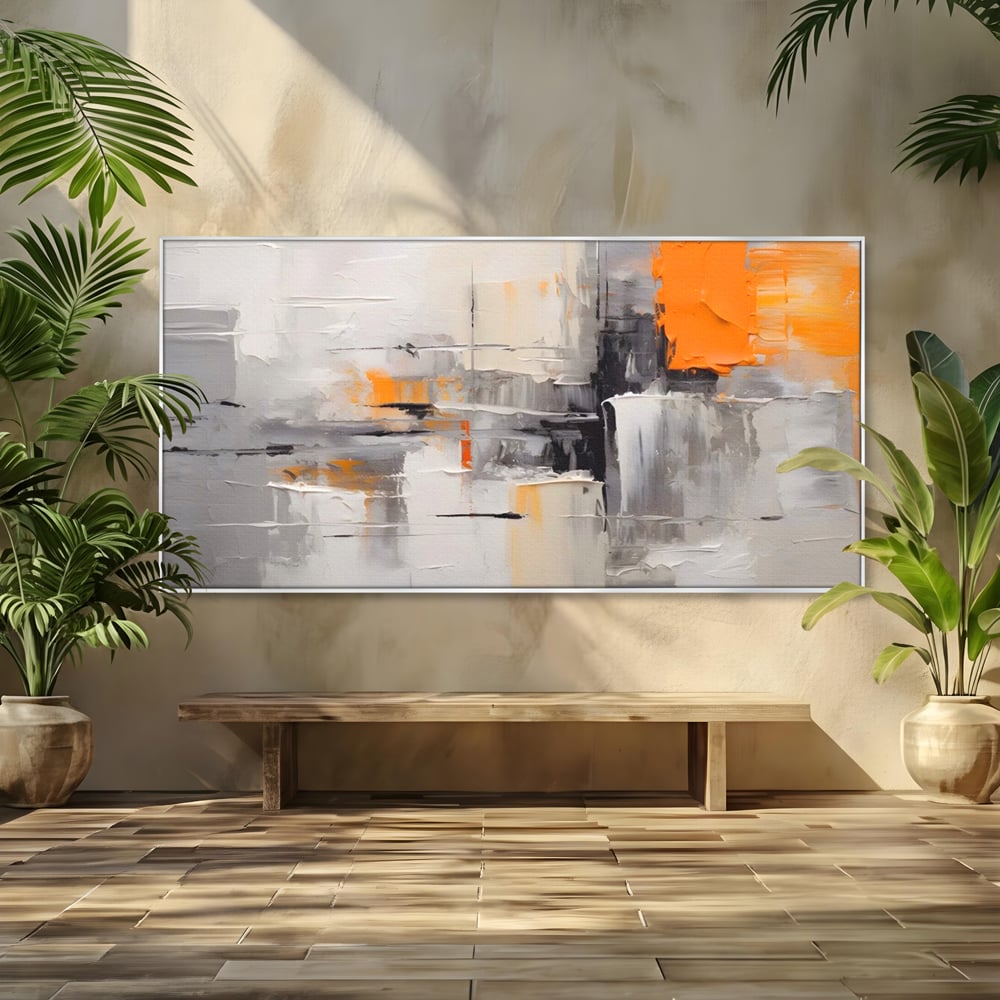 Tablou Canvas Premium LuxCanva® A1620, Color Gray And Orange , Living, Cromatic, Compozitie, Decorativ, Dormitor, Culori Vibrante