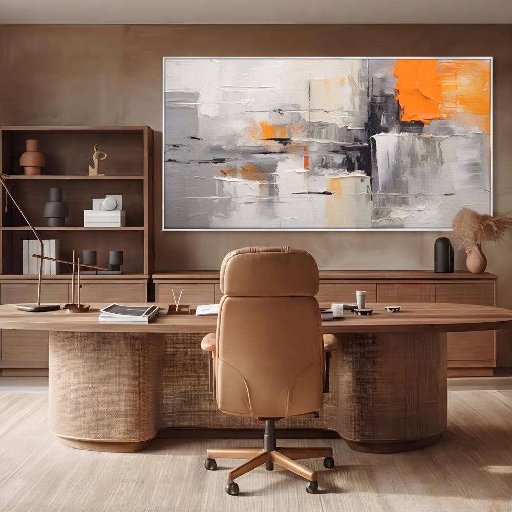 Tablou Canvas Premium LuxCanva® A1620, Color Gray And Orange , Living, Cromatic, Compozitie, Decorativ, Dormitor, Culori Vibrante
