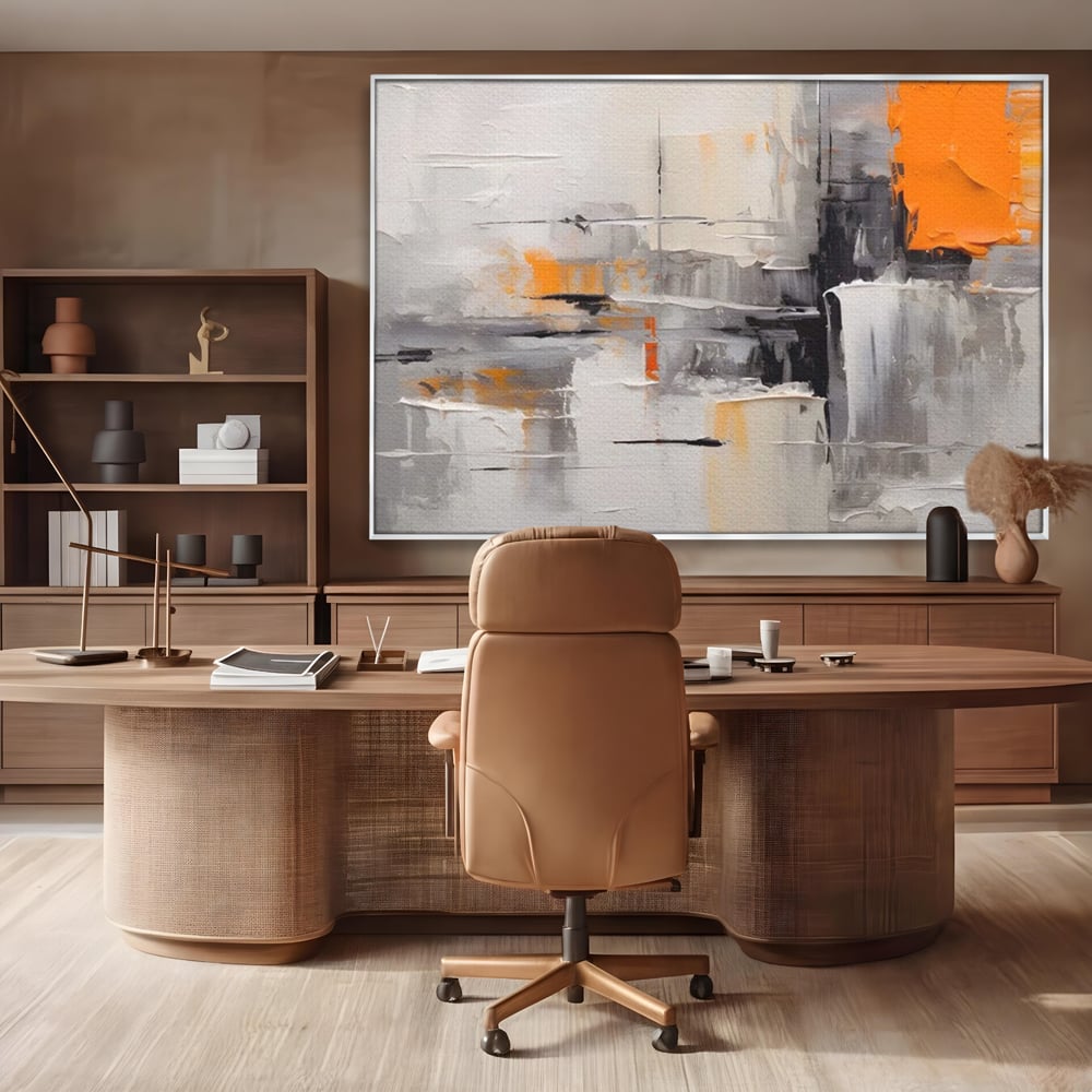 Tablou Canvas Premium LuxCanva® A1620, Color Gray And Orange , Living, Cromatic, Compozitie, Decorativ, Dormitor, Culori Vibrante