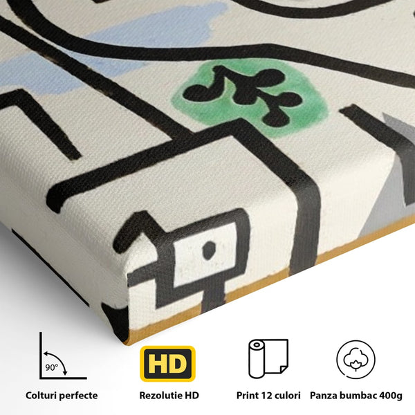 Tablou Canvas Premium LuxCanva® A1627, Rich Harbour , Camera Copil, Paul Klee, Animatie, Modern, Dormitor, Culori Vibrante