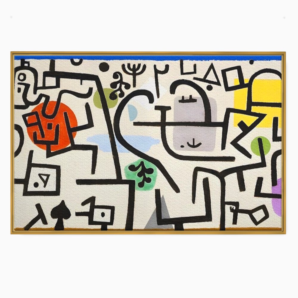 Tablou Canvas Premium LuxCanva® A1627, Rich Harbour , Camera Copil, Paul Klee, Animatie, Modern, Dormitor, Culori Vibrante