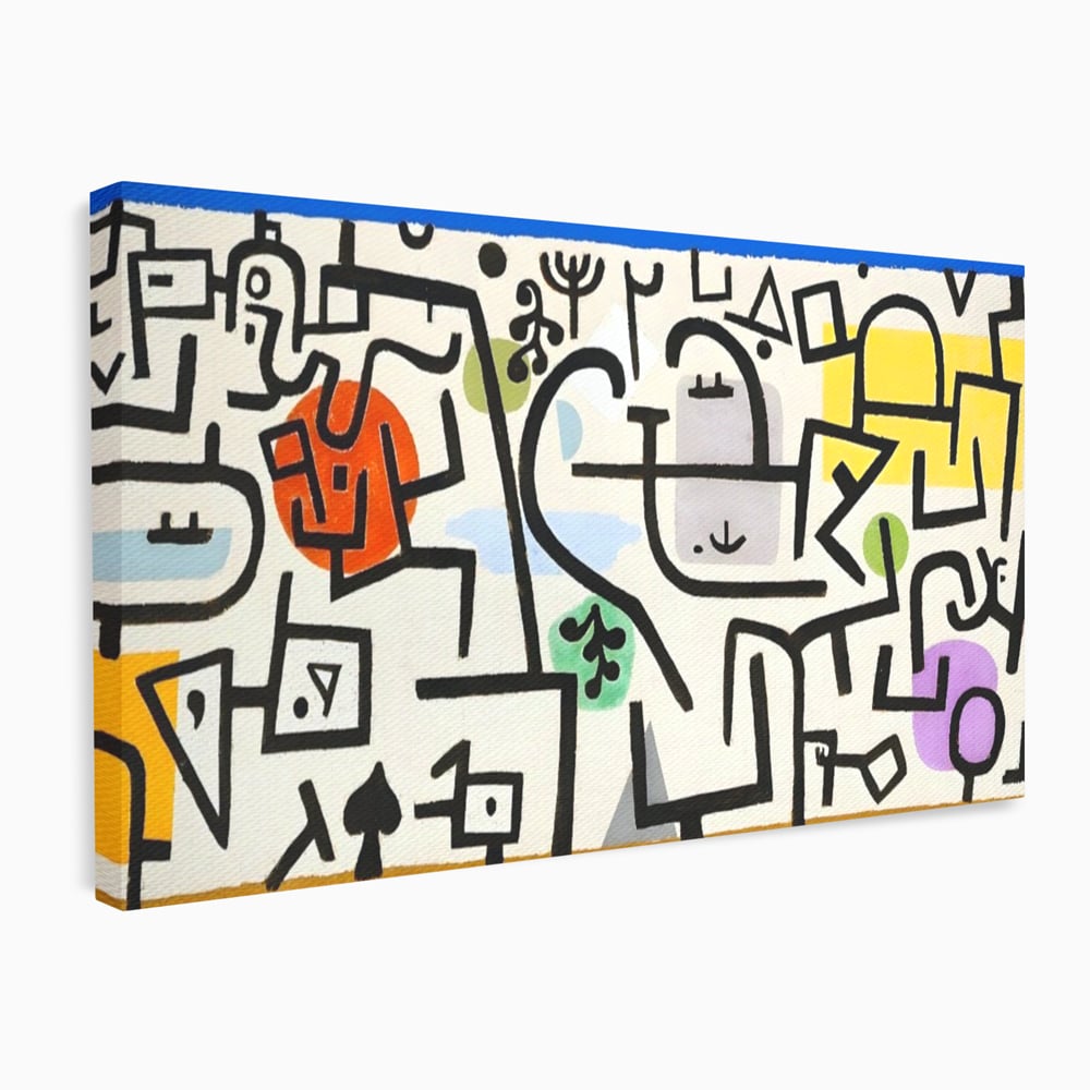 Tablou Canvas Premium LuxCanva® A1627, Rich Harbour , Camera Copil, Paul Klee, Animatie, Modern, Dormitor, Culori Vibrante