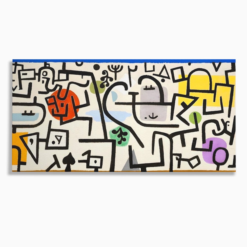 Tablou Canvas Premium LuxCanva® A1627, Rich Harbour , Camera Copil, Paul Klee, Animatie, Modern, Dormitor, Culori Vibrante